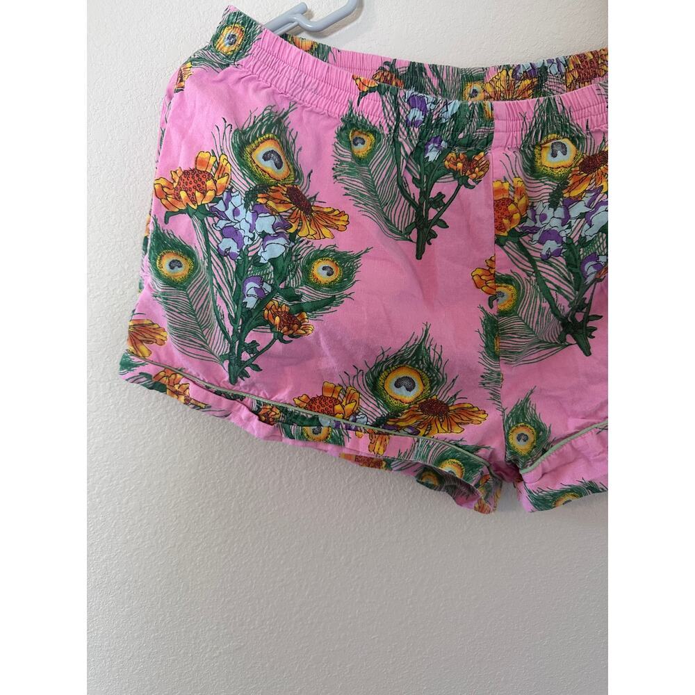 Their Nibs Vintage pajamas size small pink peacock flowers shorts short sleeve - Picture 7 of 9